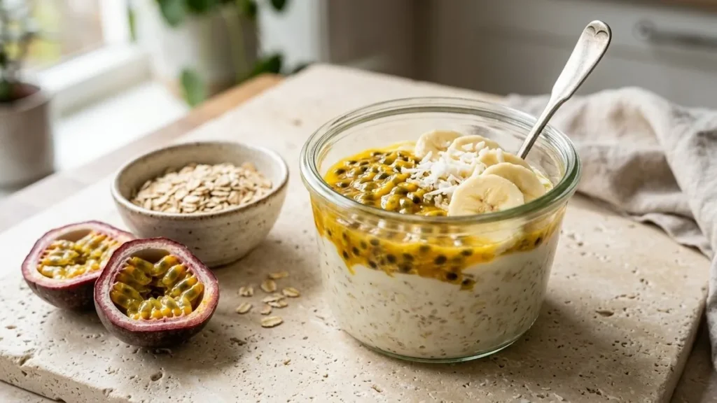 Passiflora Overnight Oats Tarifi: Çarkıfelek Meyveli Proteinli Yulaf Kavanozu